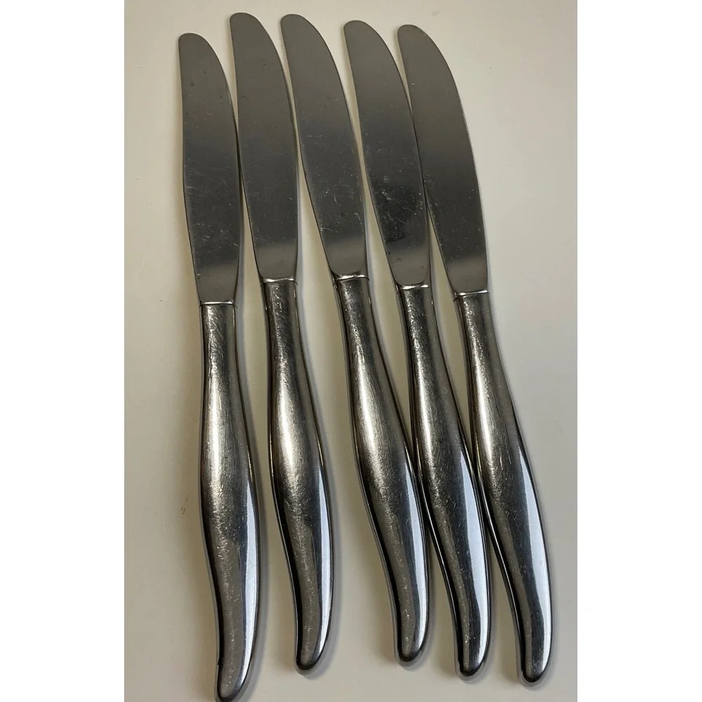 Oneida Wm A Rogers La Rose Stainless Flatware Set 5 Knives 1 Fork Vintage Floral